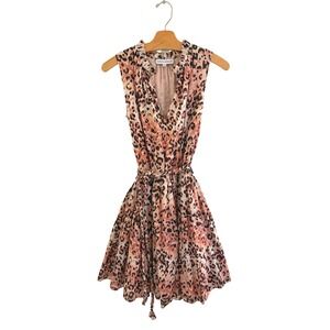 Karina Grimaldi Trina Leopard Print Ruffle Mini Dress Medium Pink Revolve Cotton